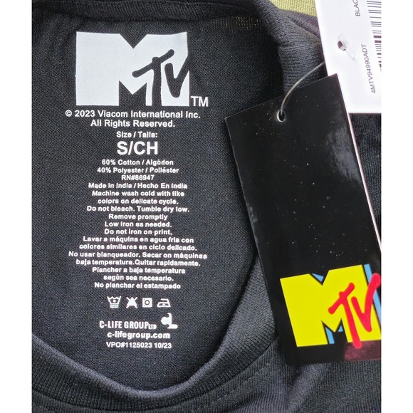 MTV Black Short Sleeve Graphic Tee-Shirt Adult Size Small ☆BNWT☆Music Television - Picture 2 of 8